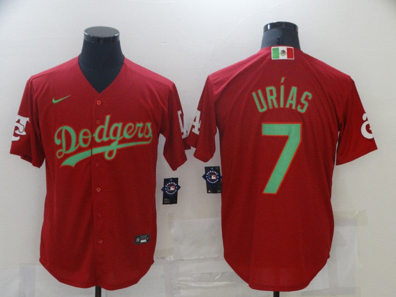 Men's Los Angeles Dodgers Julio Urias #7 Red Replica Baseball Jersey1 baseball jersey product view 1