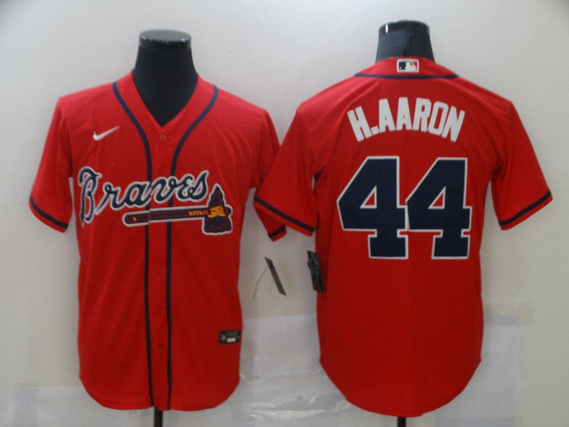 Men's Atlanta Braves Hank Aaron #44 Red Replica Jersey baseball jersey product view 1