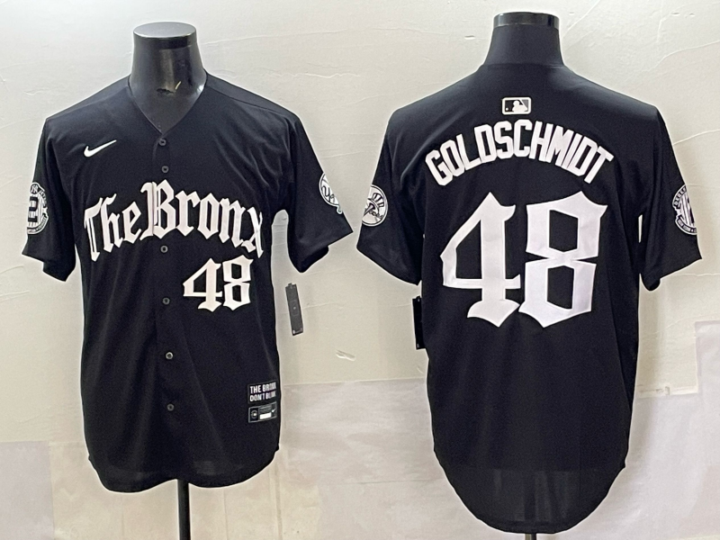 Men's New York Yankees Paul Goldschmidt #48 Black Replica Player Jersey baseball jersey product view 1