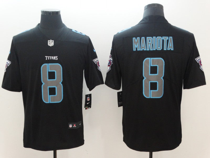 Men's Tennessee Titans Marcus Mariota #8 Black Player Game Jersey1 football jersey product view 1