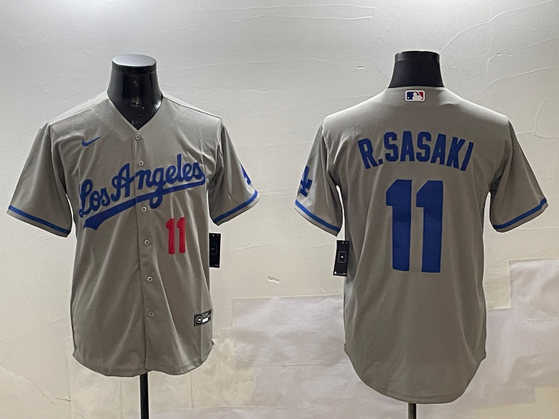 Men's Los Angeles Dodgers Roki Sasaki Gray Alternate Replica Player Jersey baseball jersey product view 1