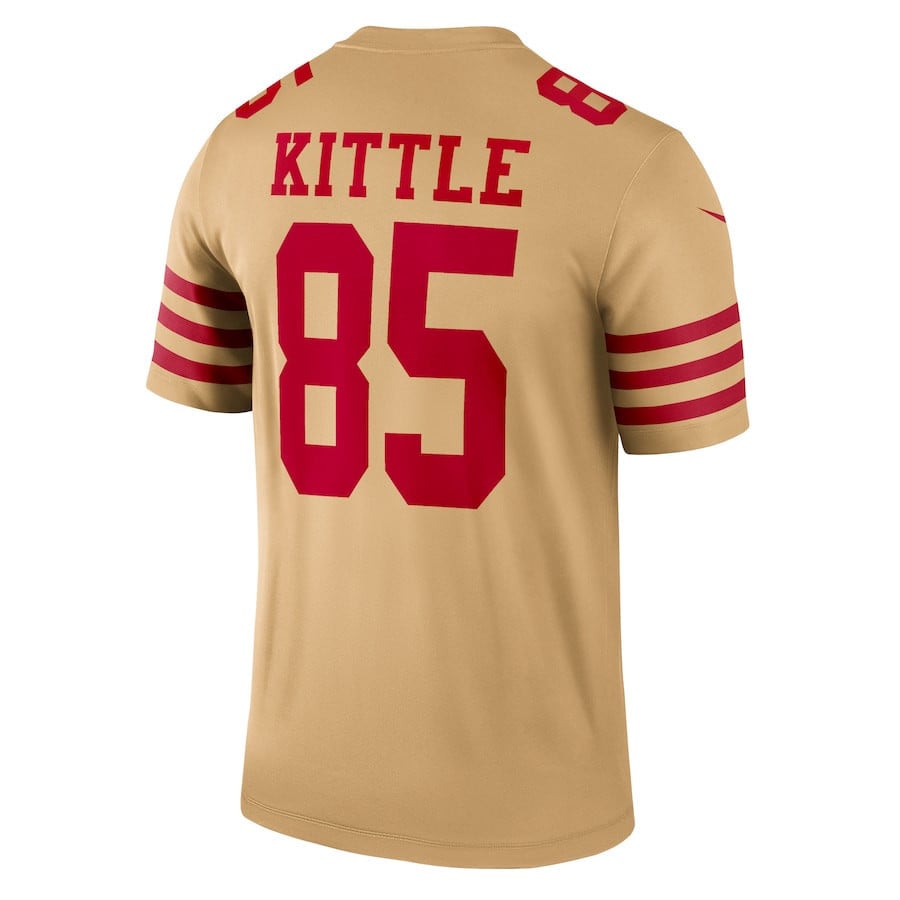 George Kittle 85 San Francisco 49ers Inverted Legend Jersey - Gold football jersey product view 3