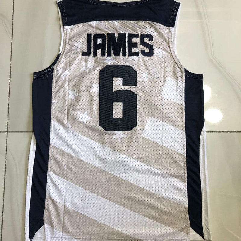 Dream Team James 6 White MN basketball jersey product view 3