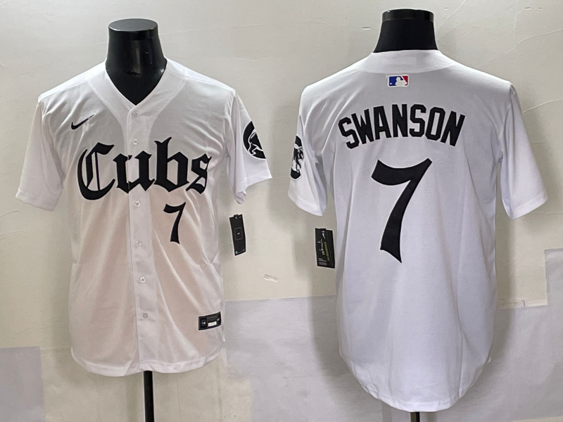 Men's Chicago Cubs Dansby Swanson #7 White Player Jersey baseball jersey product view 1