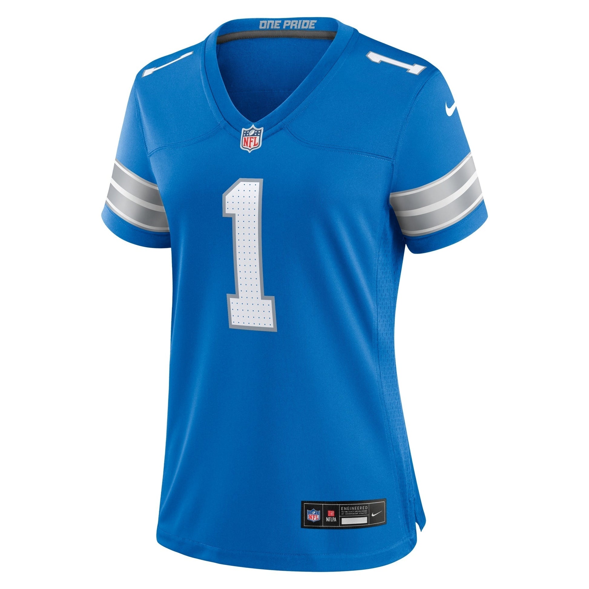Number 1 Mom Detroit Lions Game Jersey - Blue football jersey product view 2