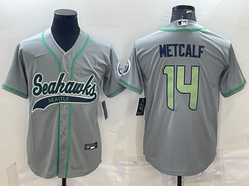 Men's Seattle Seahawks DK Metcalf Gray Game Jersey Joint Edition football jersey product view 1
