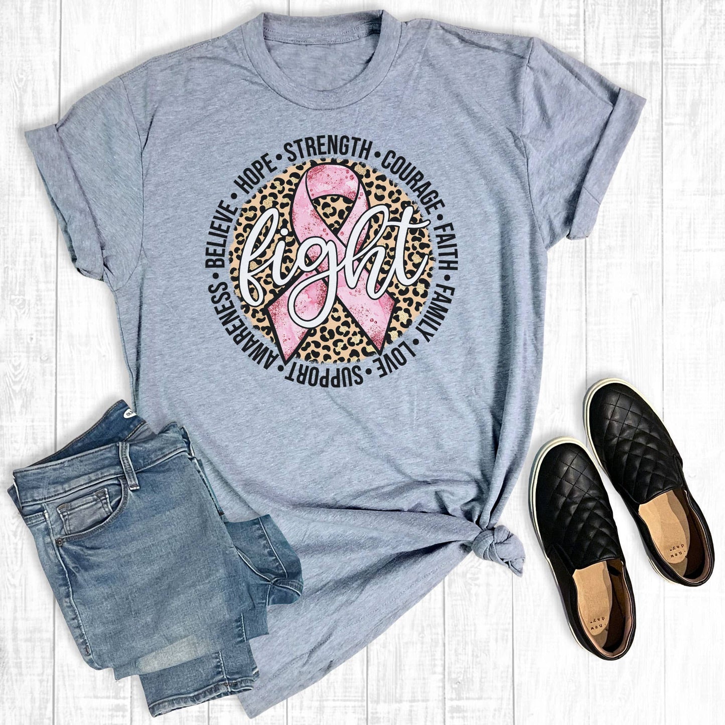 Leopard Fight Breast Cancer Unisex T-shirt, Sweatshirt, Hoodie, Long Sleeve Tee - T-Shirt, Sweatshirt, Hoodie