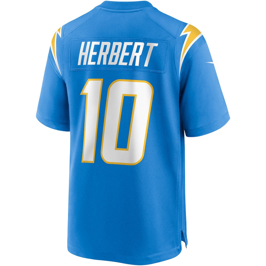 LA.Chargers #10 Justin Herbert Powder Blue Player Game Jersey football jersey product view 1