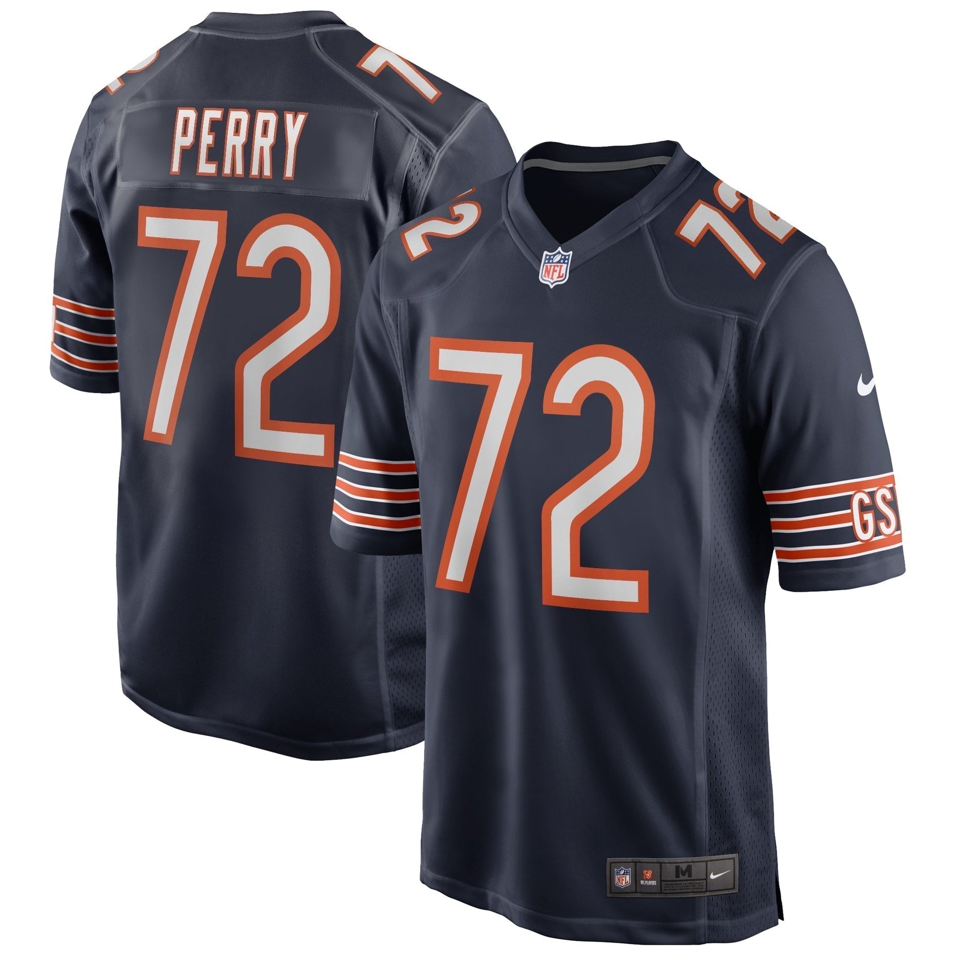 William Perry Chicago Bears Game Retired Jersey - Navy football jersey product view 1