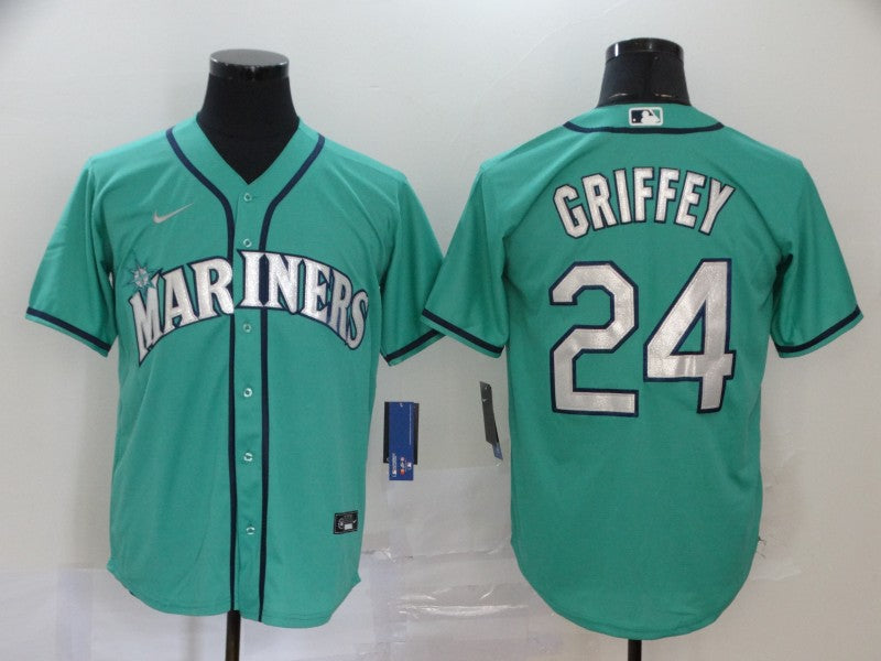 Men's Seattle Mariners Ken Griffey Jr. #24 Green Replica Baseball Jersey1 baseball jersey product view 1