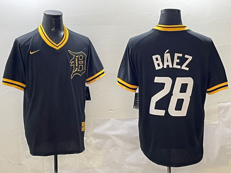Men's Detroit Tigers Javier Baez #28 Black Replica Player Jersey1 baseball jersey product view 1