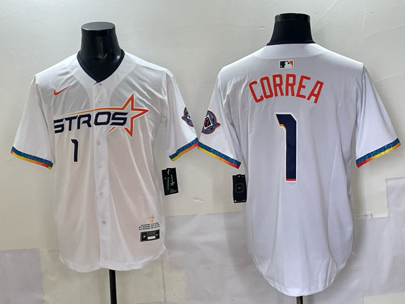 Men's Houston Astros Carlos Correa White 2025 City Connect Limited Player Jersey baseball jersey product view 1