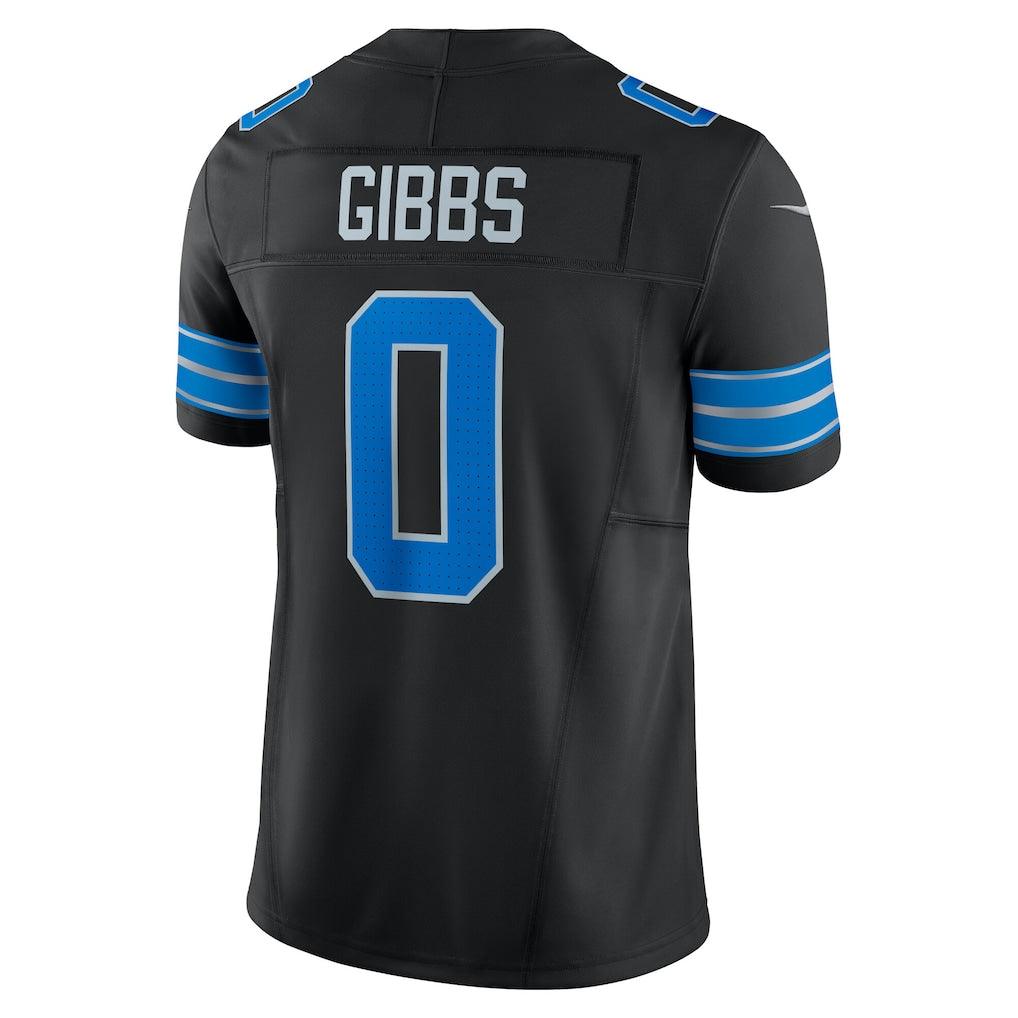D.Lions #0 Jahmyr Gibbs Black 2nd Alternate Vapor F.U.S.E. Limited Jersey football jersey product view 1