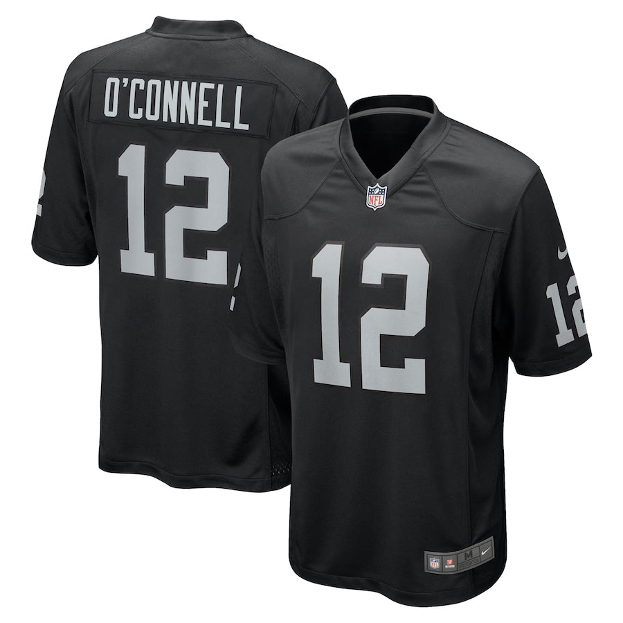 Men's Las Vegas Raiders Aidan O'Connell Black Team Game Jersey football jersey product view 1