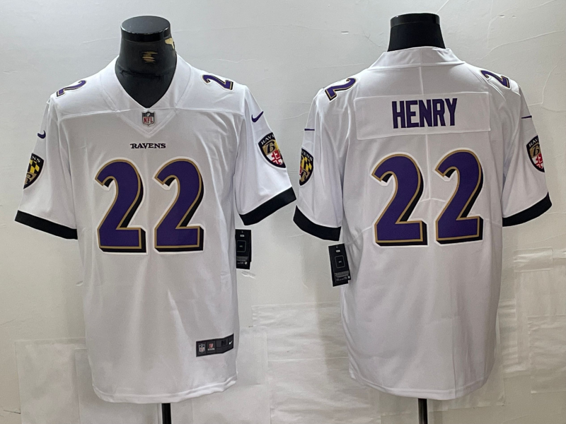 Men's Baltimore Ravens Derrick Henry White Game Player Jersey football jersey product view 1