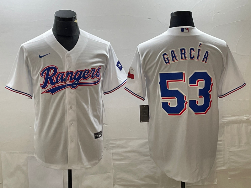 Men's Texas Rangers Adolis Garcia #53 White Home Replica Player Jersey baseball jersey product view 1
