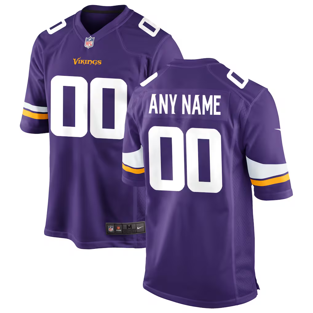Men's Minnesota Vikings Purple Custom Game Jersey football jersey product view 1