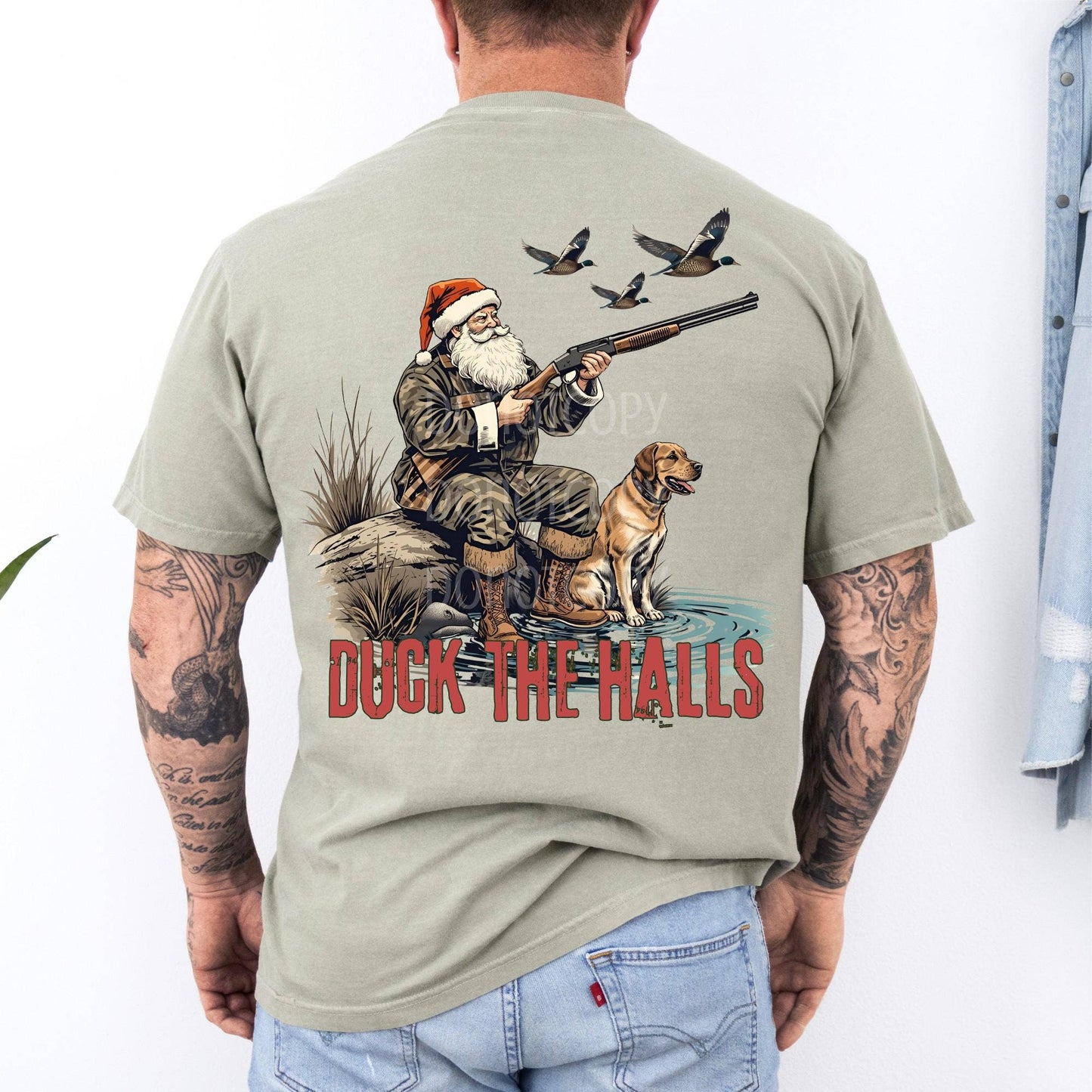 Duck Hunter Christmas Graphic Tee - Holiday Santa Shirt Unisex T-shirt, Sweatshirt, Hoodie, Long Sleeve Tee - T-Shirt, Sweatshirt, Hoodie