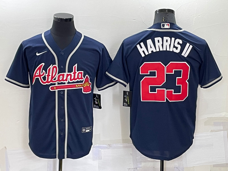 Men's Atlanta Braves Michael Harris II Navy Replica Baseball Jersey baseball jersey product view 1