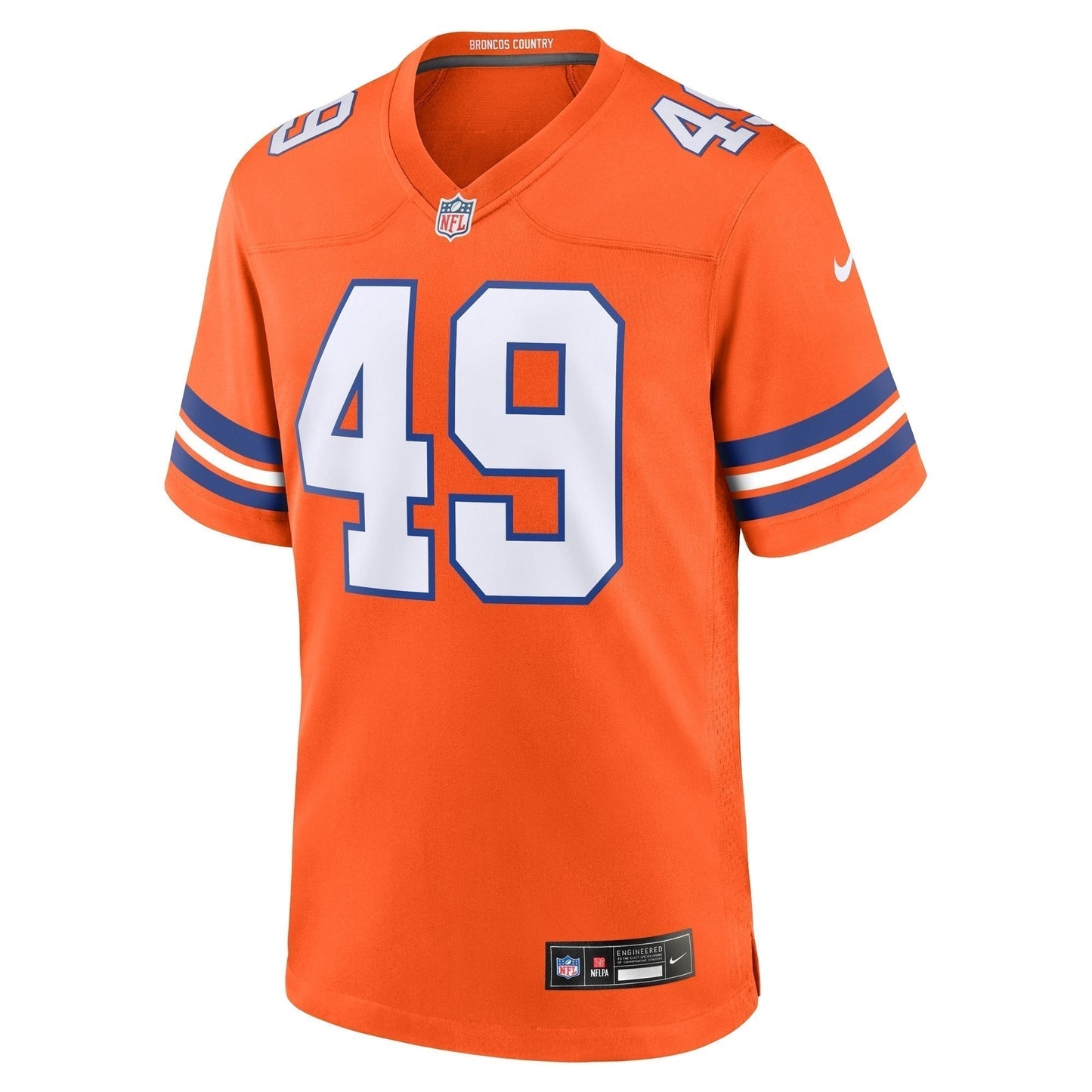 Dennis Smith Denver Broncos Mile High Collection 1977 Throwback Retired Game Jersey - Orange football jersey product view 2