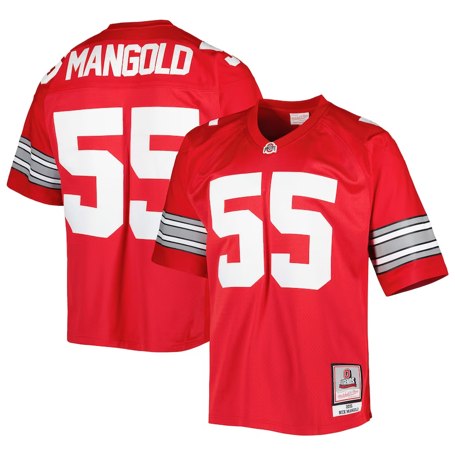 Men's Ohio State Buckeyes Nick Mangold #55 Scarlet Player Game Jersey sports jersey product view 1