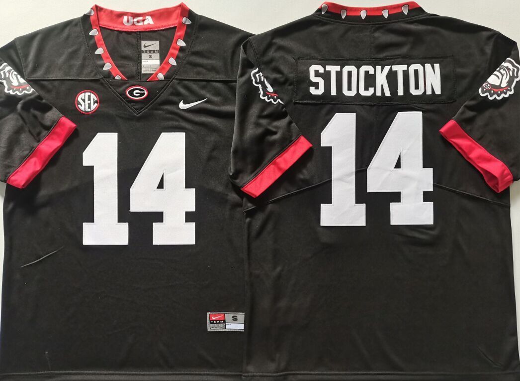 Men's Georgia Bulldogs Gunner Stockton Black Player Jersey sports jersey product view 1