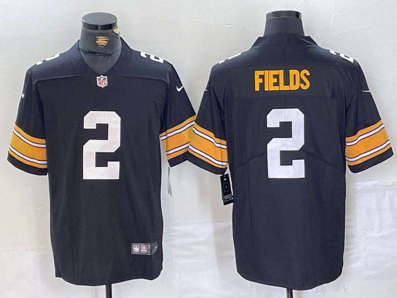 Men's Pittsburgh Steelers Justin Fields Black Game Player Jersey football jersey product view 1