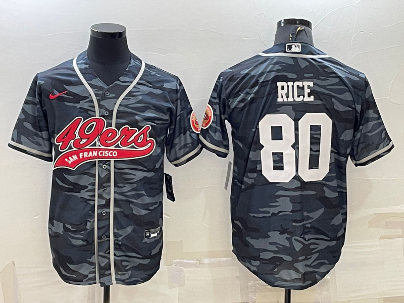 Men's San Francisco 49ers Jerry Rice Grey Camouflage Game Jersey Joint Edition football jersey product view 1