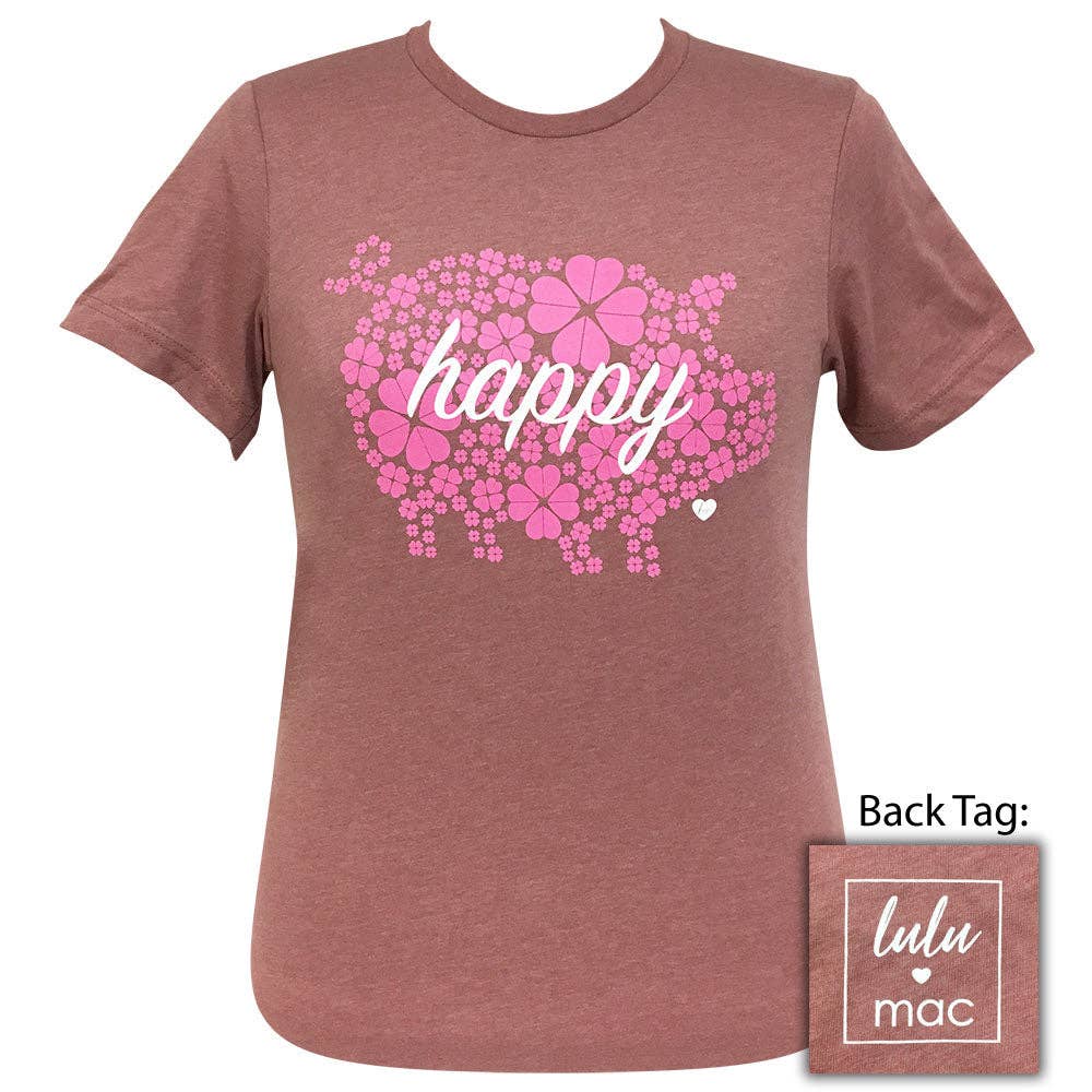 Lulu Mac-Happy Pig-Heather Mauve SS-LM27 Unisex T-shirt, Sweatshirt, Hoodie, Long Sleeve Tee - T-Shirt, Sweatshirt, Hoodie