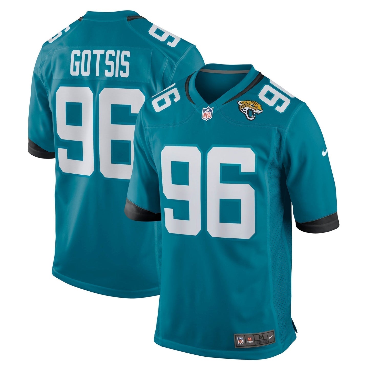 Adam Gotsis Jacksonville Jaguars Game Jersey - Teal football jersey product view 1