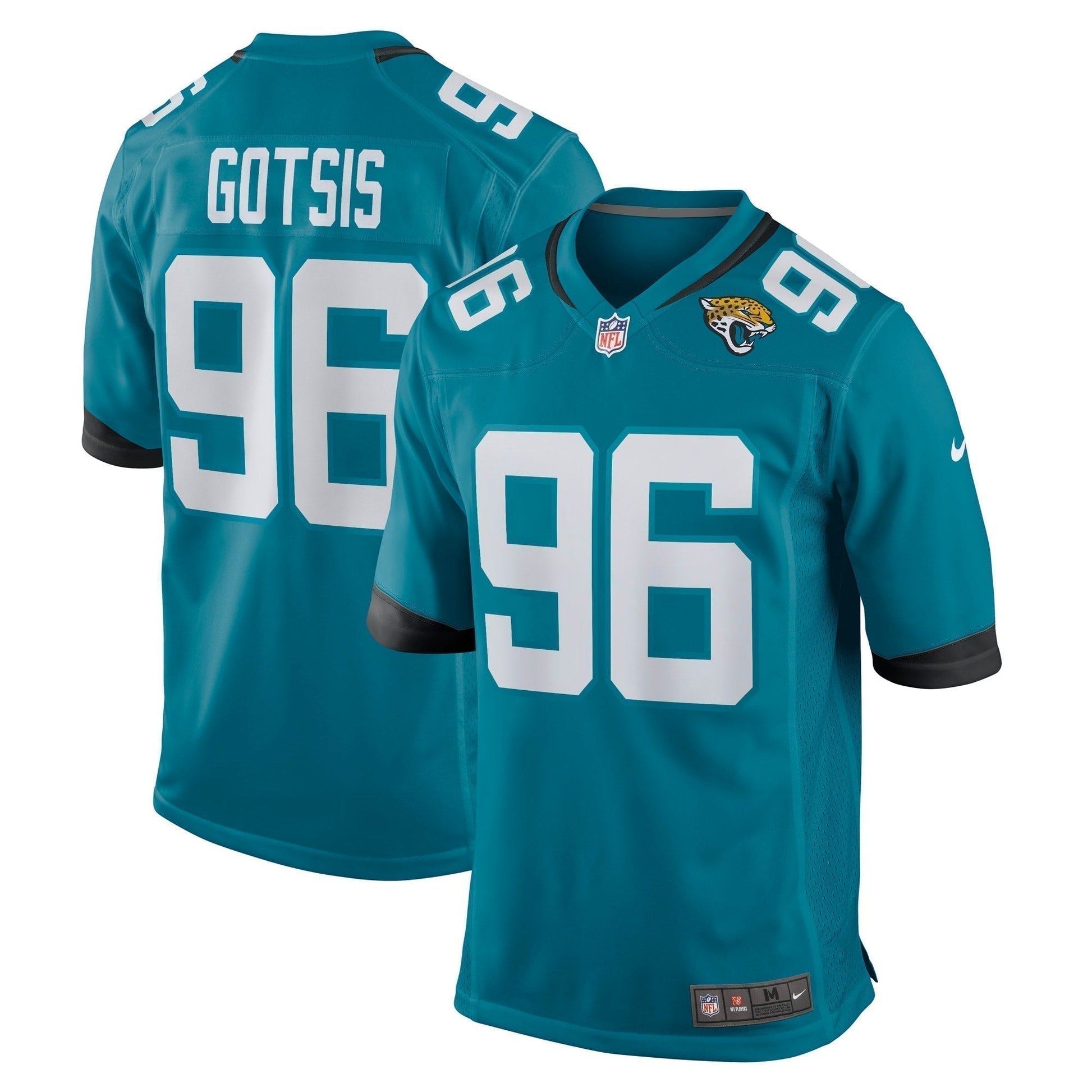 Adam Gotsis Jacksonville Jaguars Game Jersey - Teal football jersey product view 1