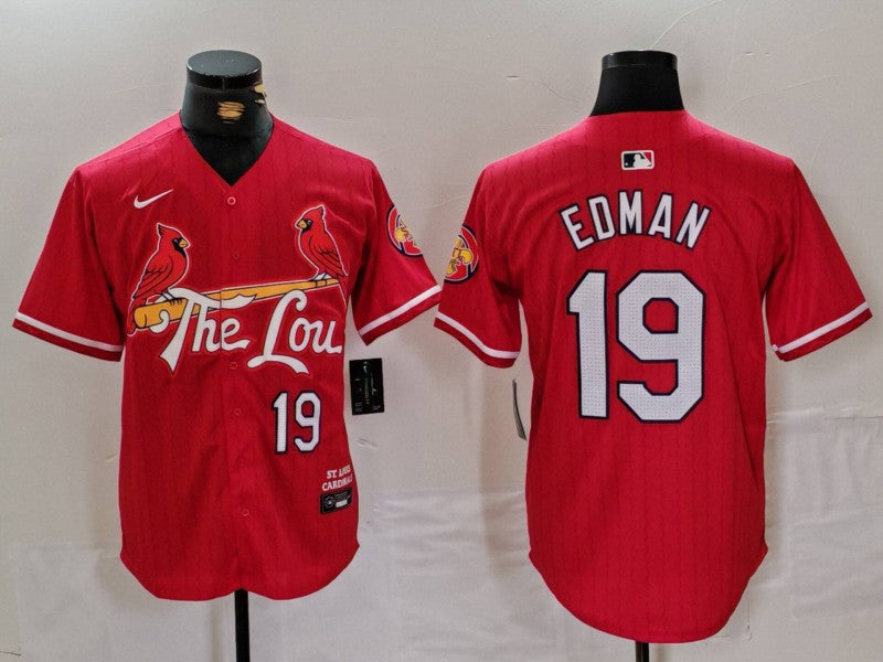 Men's St. Louis Cardinals Tommy Edman Red 2024 City Connect Limited Player Jersey baseball jersey product view 1