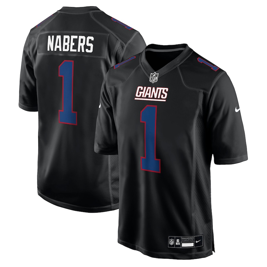 Men's New York Giants Malik Nabers Carbon Black Fashion Jersey football jersey product view 1