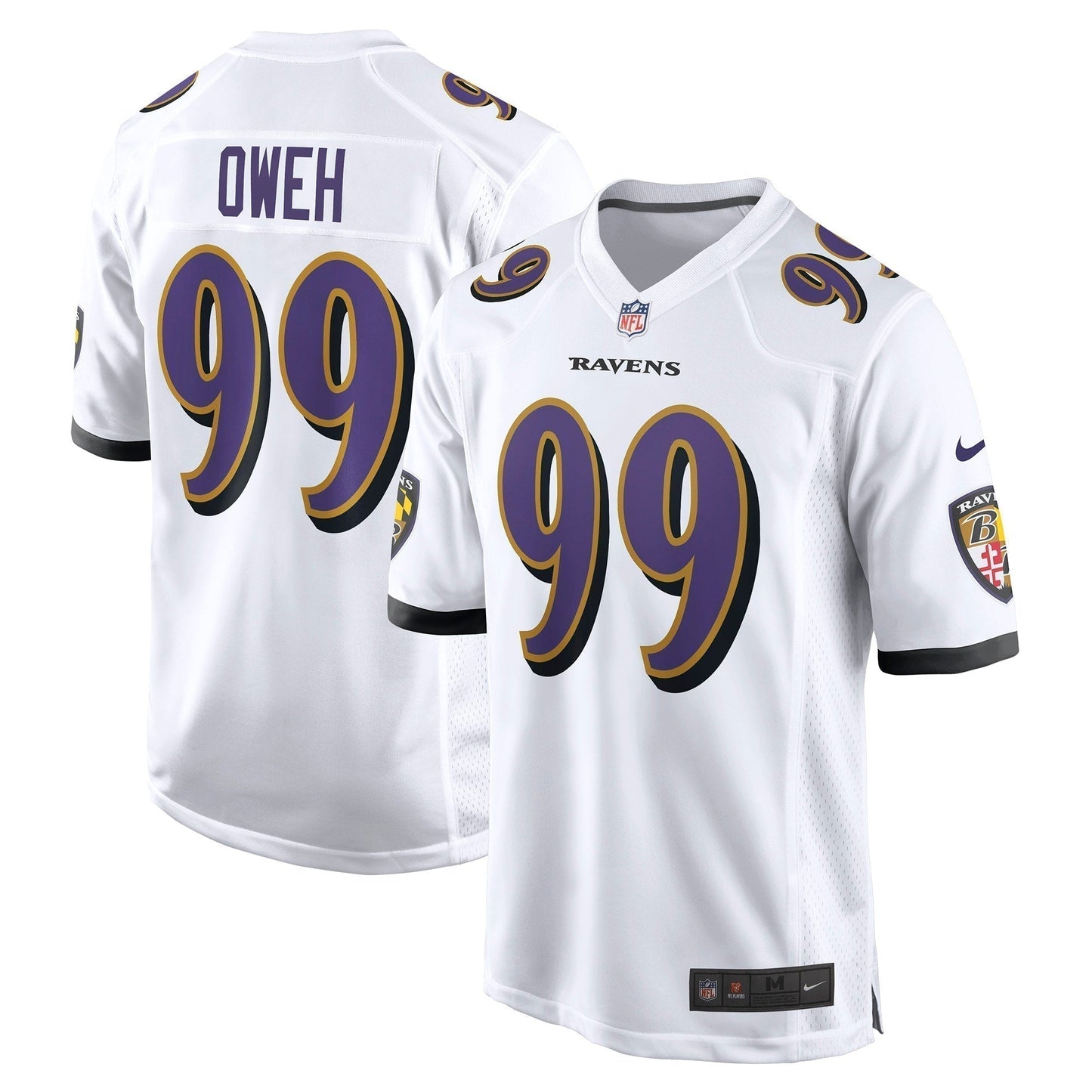 Odafe Oweh Baltimore Ravens Game Jersey - White football jersey product view 1