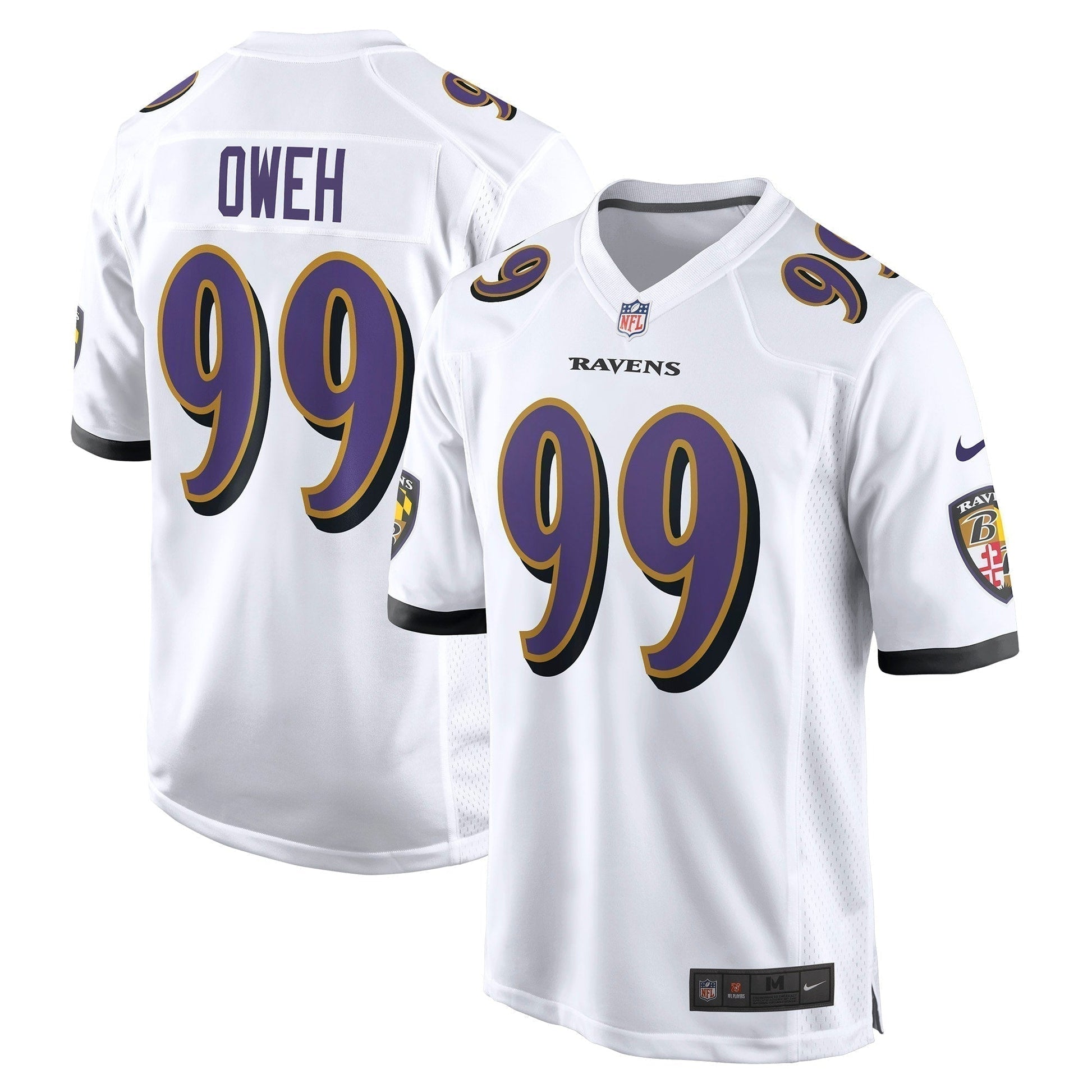 Odafe Oweh Baltimore Ravens Game Jersey - White football jersey product view 1