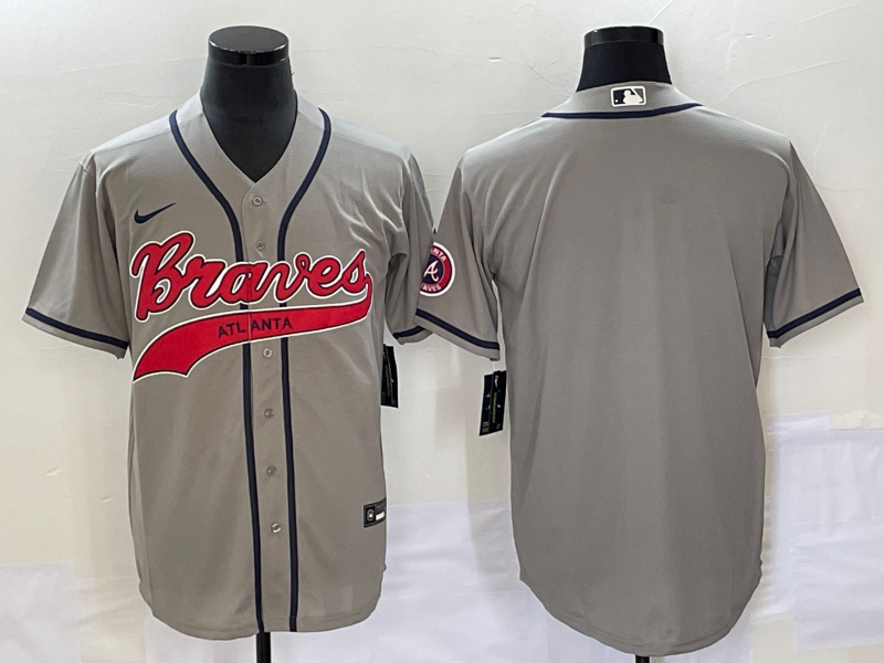 Men's Atlanta Braves Gray Replica Blank Jersey Joint Edition baseball jersey product view 1