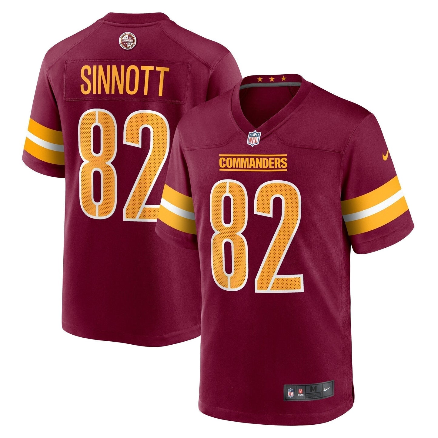 Ben Sinnott Washington Commanders Game Jersey - Burgundy football jersey product view 1