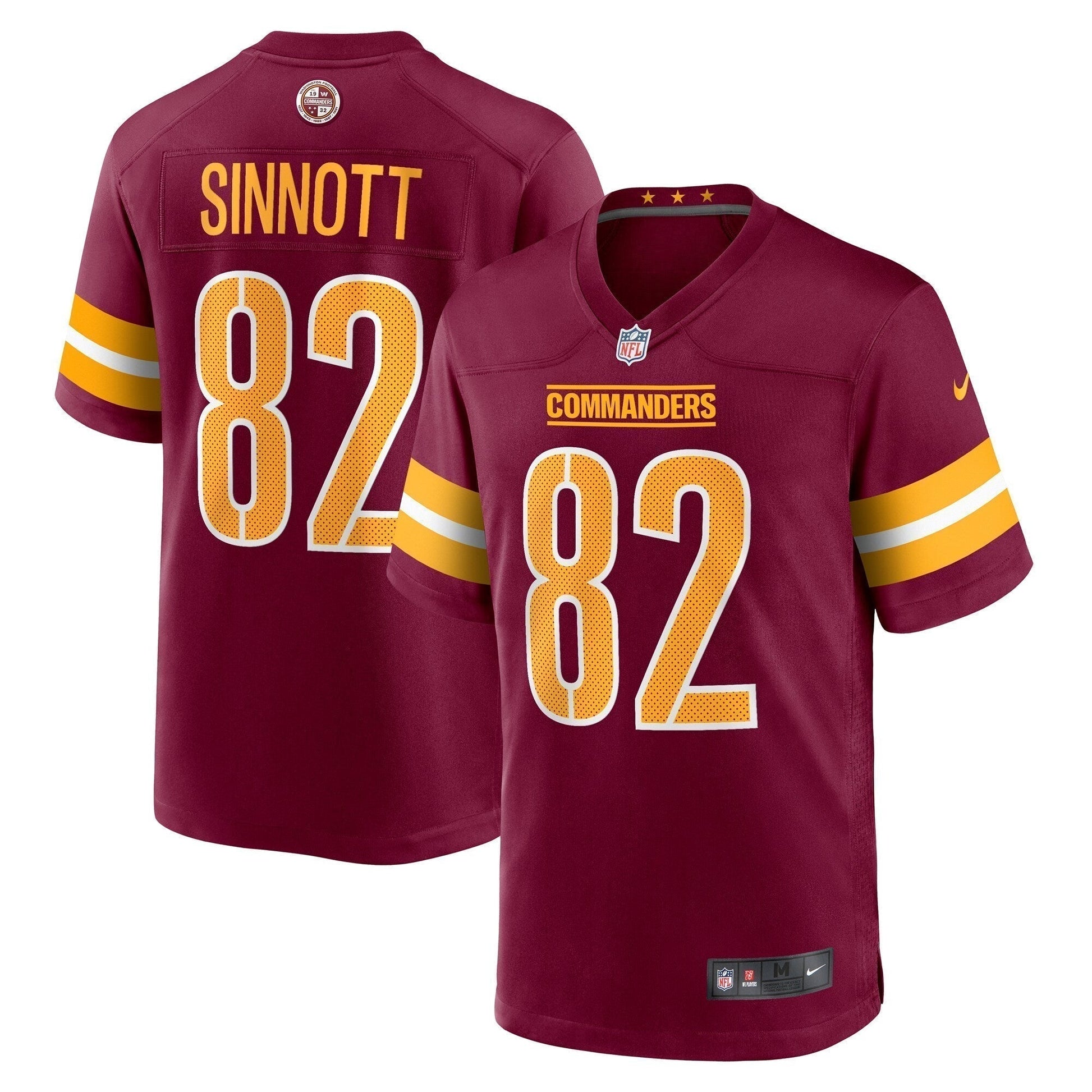 Ben Sinnott Washington Commanders Game Jersey - Burgundy football jersey product view 1