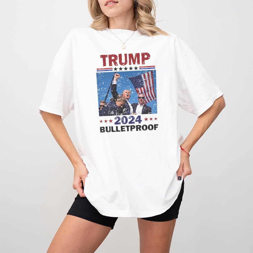 Comfort Colors Trump 2024 Bulletproof Maga Supporter Tee Unisex T-shirt, Sweatshirt, Hoodie, Long Sleeve Tee - T-Shirt, Sweatshirt, Hoodie