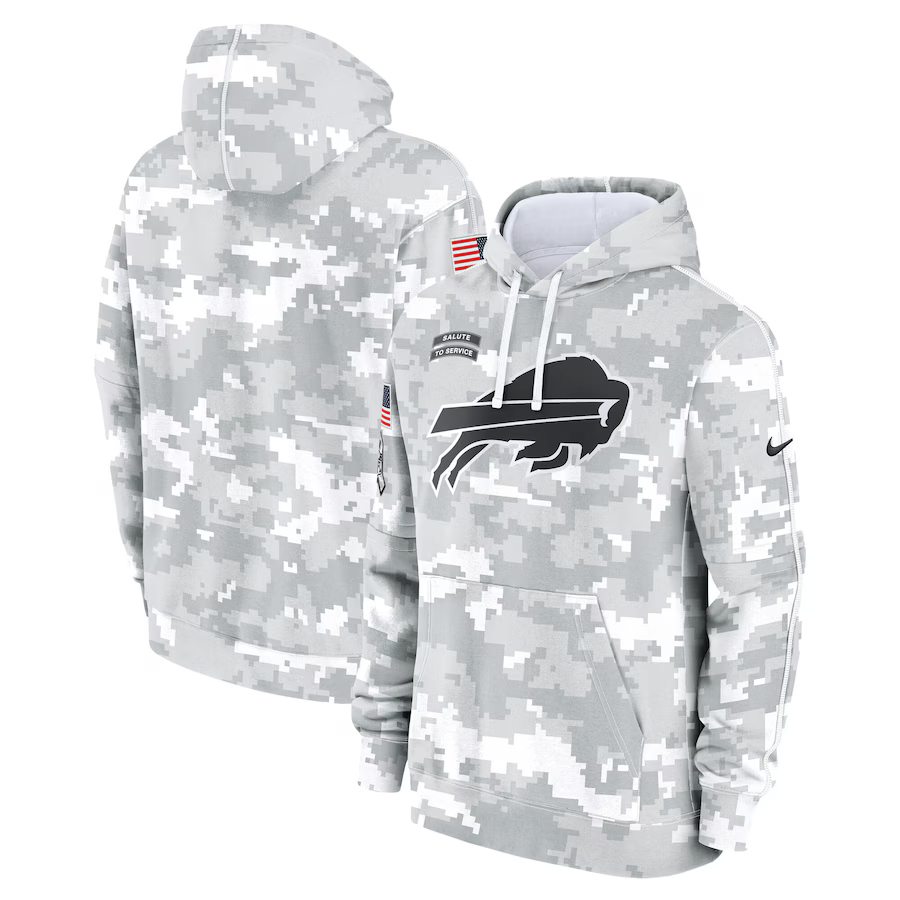 Men's Buffalo Bills Arctic Camo 2024 Salute to Service Club Fleece Pullover Hoodie1 football jersey product view 1