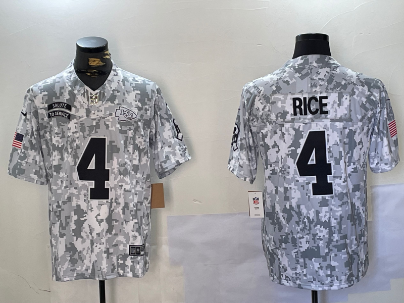Men's Kansas City Chiefs Rashee Rice Arctic Camo 2024 Salute to Service Limited Jersey football jersey product view 1
