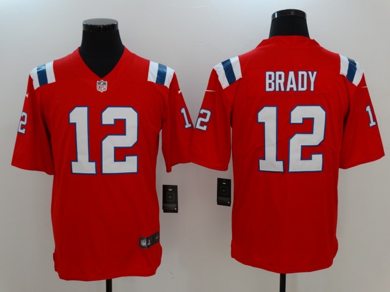 Men's New England Patriots Tom Brady Red Game Jersey football jersey product view 1