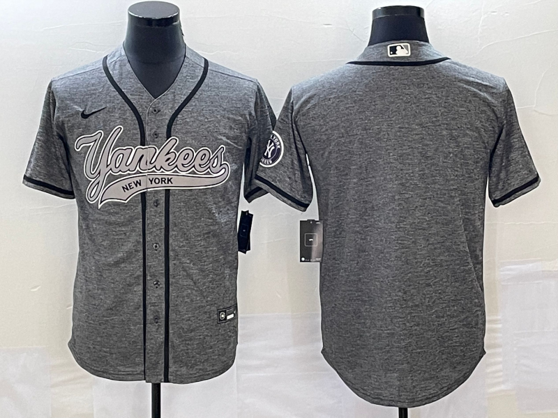 Men's New York Yankees1 Gray Replica Blank Jersey Joint Edition baseball jersey product view 1