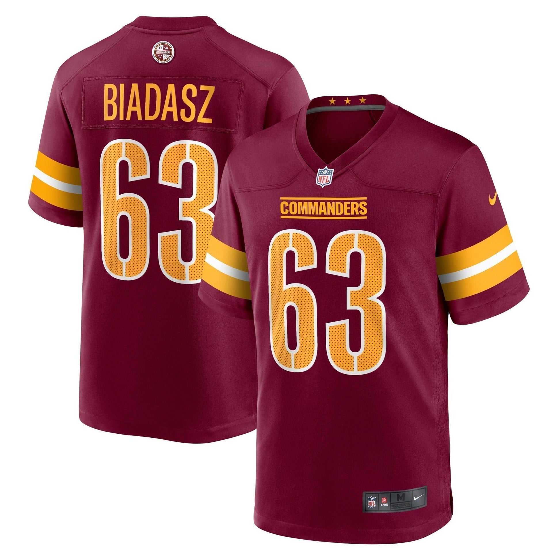 Tyler Biadasz Washington Commanders Game Jersey - Burgundy football jersey product view 1