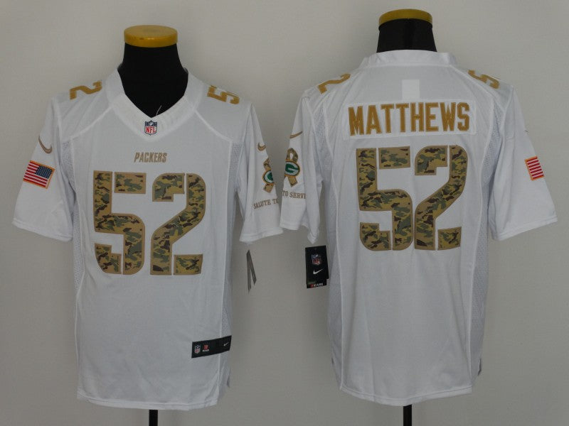 Men's Green Bay Packers Clay Matthews #52 White Player Game Jersey1 football jersey product view 1