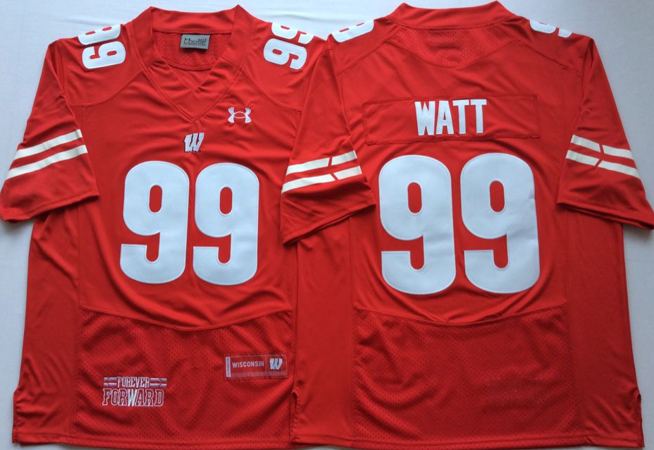 Men's Wisconsin Badgers J.J. Watt Red Player Jersey sports jersey product view 1