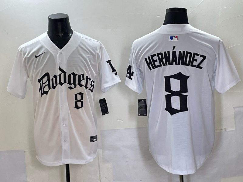 Men's Los Angeles Dodgers Enrique Hernandez White Alternate Player Jersey baseball jersey product view 1