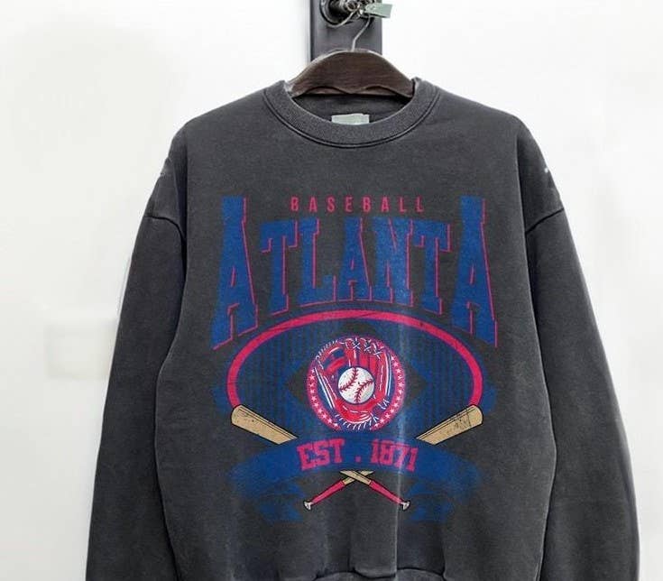 Atlanta Braves Est 1871 Vintage Crewneck - Retro Baseball Unisex T-shirt, Sweatshirt, Hoodie, Long Sleeve Tee - T-Shirt, Sweatshirt, Hoodie