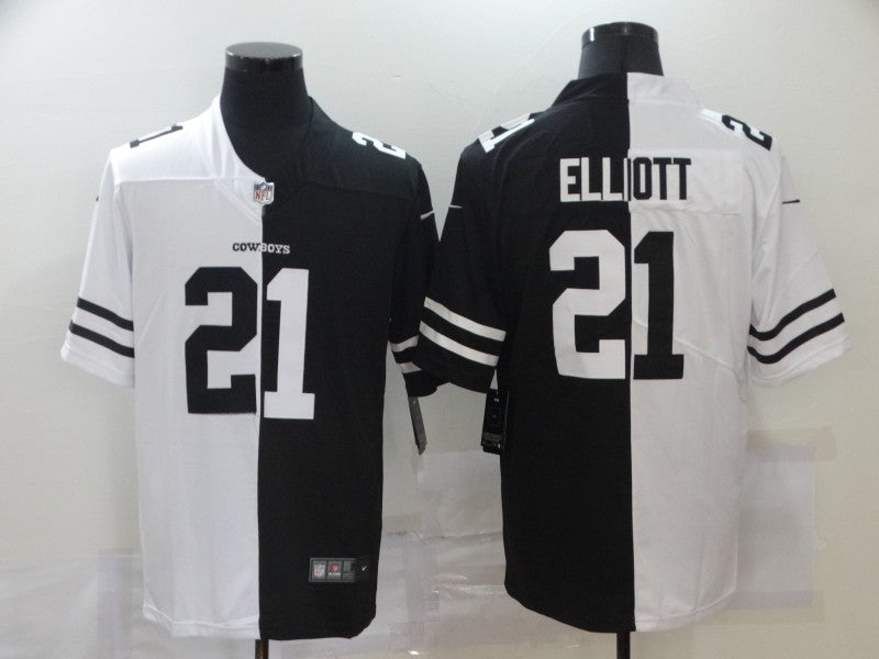 Men's Dallas Cowboys Ezekiel Elliott #21 Black/White Game Jersey1 football jersey product view 1