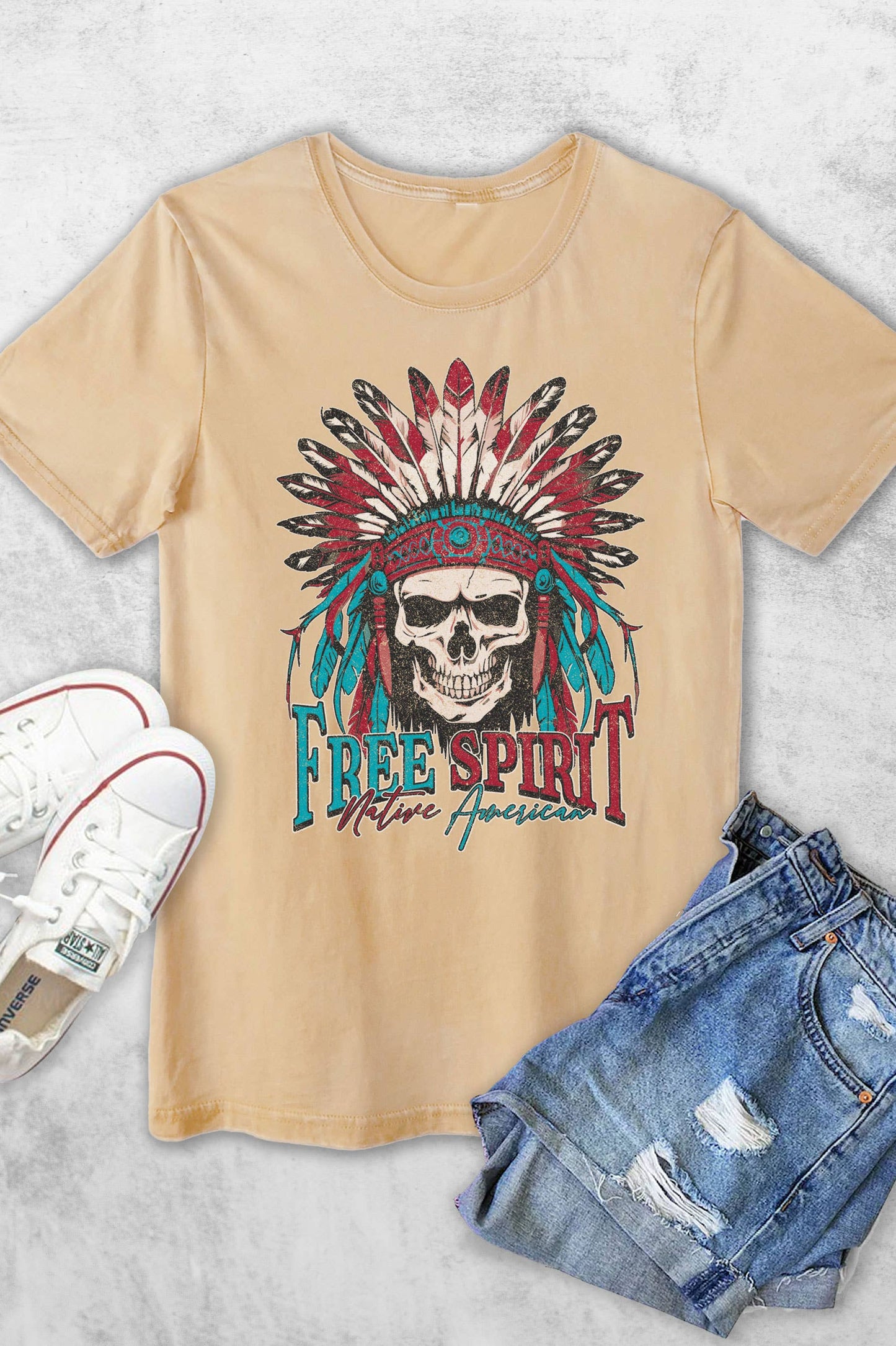 Free Spirit Native American Skull Women's Vintage Tshirts Unisex T-shirt, Sweatshirt, Hoodie, Long Sleeve Tee - T-Shirt, Sweatshirt, Hoodie